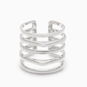 Stella & Dot Maylee Silver Tone Ring Stacked Look - M/L (7-8)